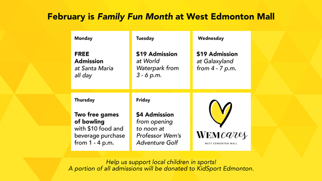 February Family Fun Month Deals at West Edmonton Mall